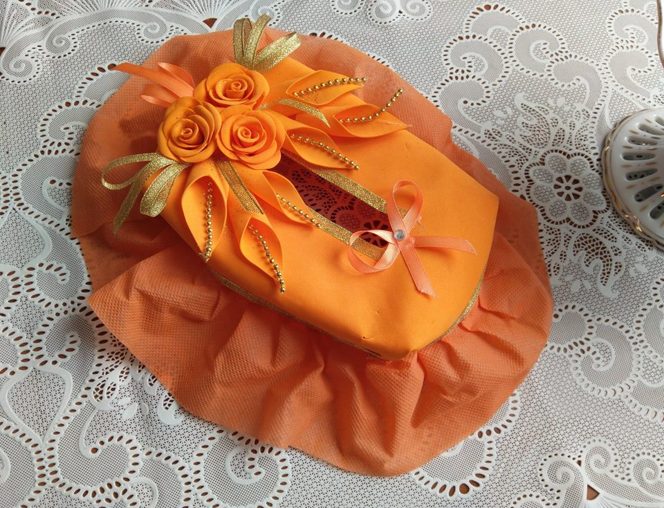 A handicraft of victim Liana Manukyan -- decorative cover for napkin box